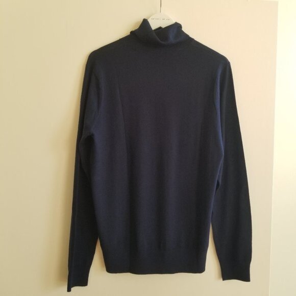 Pringle of Scotland – Navy 100% Merino Wool Men’s Turtleneck Thin Knit Sweater - Picture 8 of 9